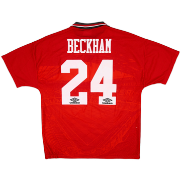 1994-96 Manchester United Home Shirt Beckham #24 - 7/10 - (L)