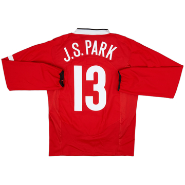 2004-06 Manchester United Home L/S Shirt J.S.Park #13 - 7/10 - (M)