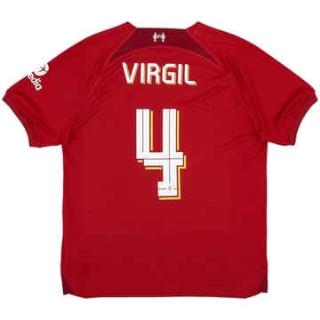 2022-23 Liverpool Home Shirt Virgil #4 - 8/10 - (M)