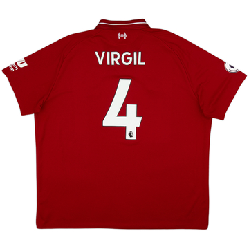 2018-19 Liverpool Home Shirt Virgil #4 - 6/10 - (XXL)