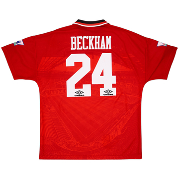 1994-96 Manchester United Home Shirt Beckham #24 - 8/10 - (XL)