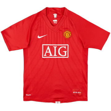 2007-09 Manchester United Home Shirt - 8/10 - (L.Boys)