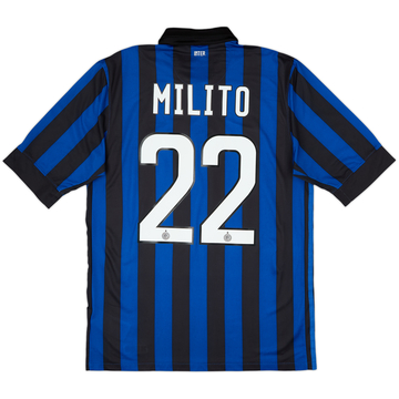 2011-12 Inter Milan Home Shirt Milito #22 - 8/10 - (M)