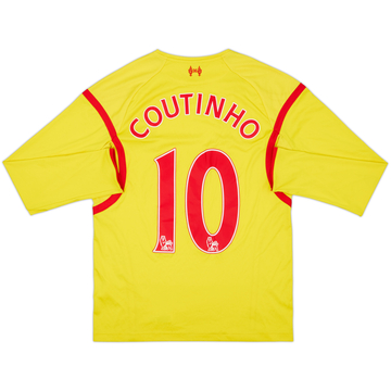 2014-15 Liverpool Away L/S Shirt Coutinho #10 - 6/10 - (S)