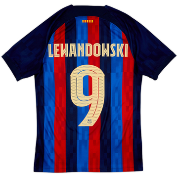 2022-23 Barcelona Home Shirt Lewandowski #9 - 10/10 - (S)