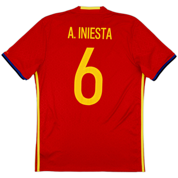 2016-17 Spain Home Shirt A. Iniesta #6 - 8/10 - (M)