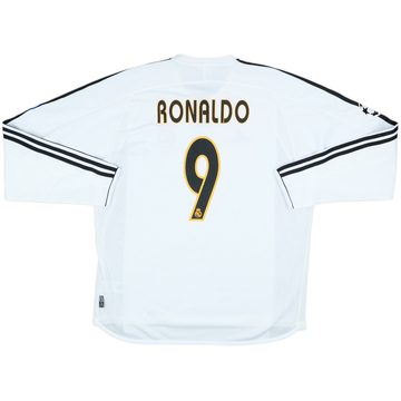 2003-04 Real Madrid Home L/S Shirt Ronaldo #9 - 10/10 - (L)