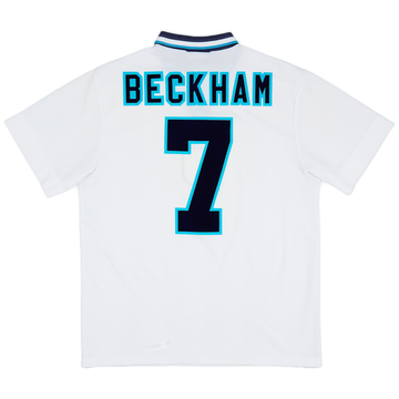 1995-97 England Home Shirt Beckham #7 - 8/10 - (L)