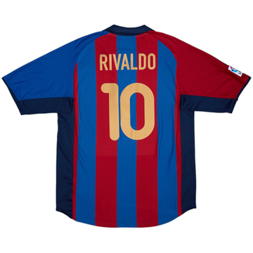 2001-02 Barcelona Home Shirt Rivaldo #10 - 8/10 - (L)