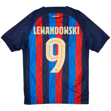 2022-23 Barcelona Home Shirt Lewandowski #9 - 10/10 - (M)
