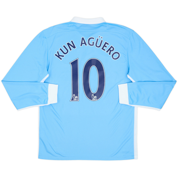 2015-16 Manchester City Home L/S Shirt Kun Aguero #10 - 8/10 - (M)