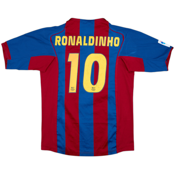 2004-05 Barcelona Home Shirt Ronaldinho #10 - 6/10 - (XL.Boys)