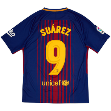 2017-18 Barcelona Home Shirt Suarez #9 - 7/10 - (S)