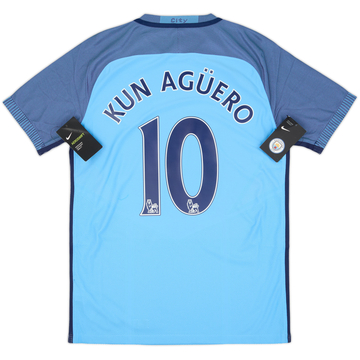 2016-17 Manchester City Authentic Home Shirt Kun Aguero #10 (M)