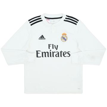 2018-19 Real Madrid Home L/S Shirt - 5/10 - (L.Boys)