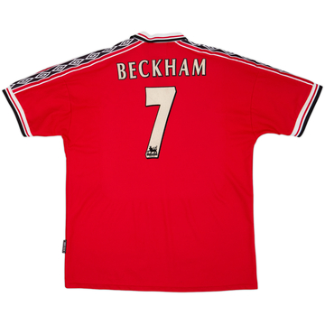 1998-00 Manchester United Home Shirt Beckham #7 - 7/10 - (XL)