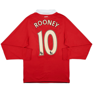 2010-11 Manchester United Home L/S Shirt Rooney #10 - 6/10 - (S)