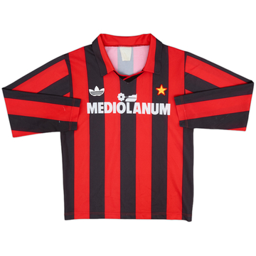 1991-92 AC Milan Home L/S Shirt - 8/10 - (XS.Boys)