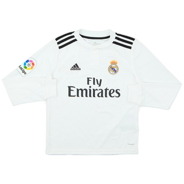 2018-19 Real Madrid Home L/S Shirt - 9/10 - (S.Boys)