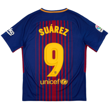 2017-18 Barcelona Home Shirt Suarez #9 - 5/10 - (S)