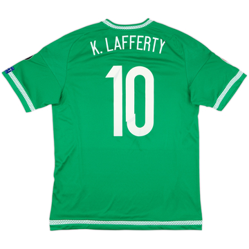 2015 Northern Ireland Match Issue Signed European Championship Qualifiers Home Shirt K.Lafferty #10