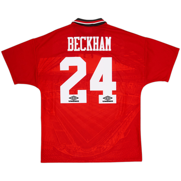 1994-96 Manchester United Home Shirt Beckham #24 - 6/10 - (L)