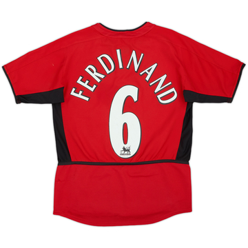 2002-04 Manchester United Home Shirt Ferdinand #6 - 7/10 - (M.Boys)