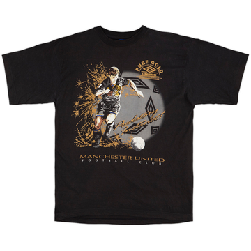 1993-95 Manchester United Umbro Graphic Tee Hughes #10 - 10/10 - (M)