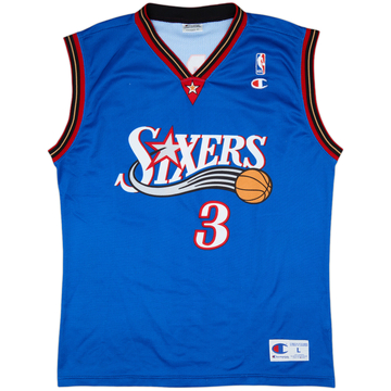 1999-00 Philadelphia 76ers Iverson #3 Champion Alternate Jersey - 9/10 - (L)