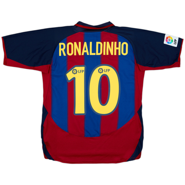 2003-04 Barcelona Home Shirt Ronaldinho #10 - 8/10 - (XL.Boys)