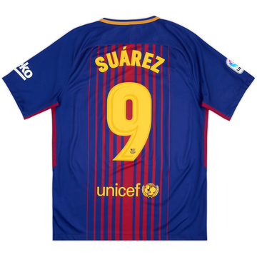 2017-18 Barcelona Home Shirt Suarez #9 - 10/10 - (M)