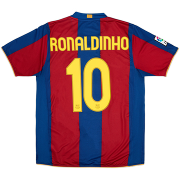 2007-08 Barcelona Home Shirt Ronaldinho #10 - 8/10 - (M)
