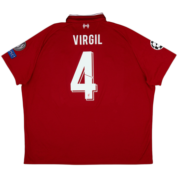 2018-19 Liverpool Home Shirt Virgil #4 - 6/10 - (3XL)