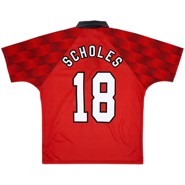 1996-98 Manchester United Home Shirt Scholes #18 - 9/10 - (M)