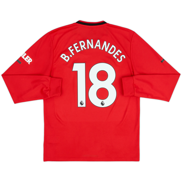 2019-20 Manchester United Home L/S Shirt B.Fernandes #18 - 8/10 - (M)