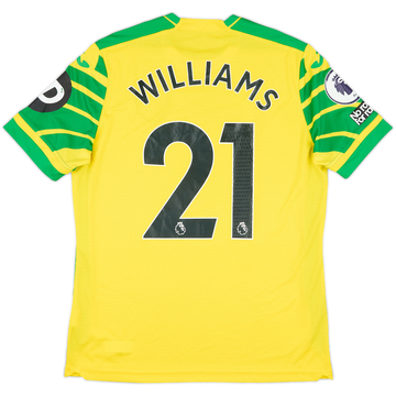 2021-22 Norwich Match Issue Home Shirt Williams #21