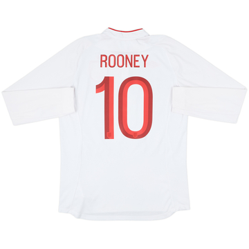 2012-13 England Home L/S Shirt Rooney #10 - 8/10 - (M)