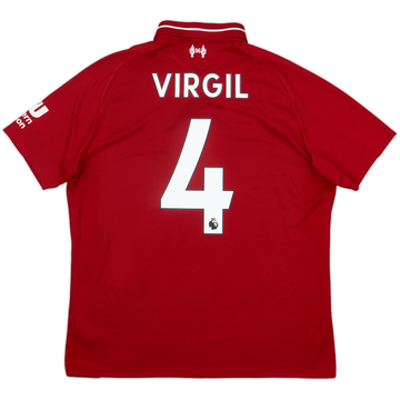 2018-19 Liverpool Home Shirt Virgil #4 - 6/10 - (M)