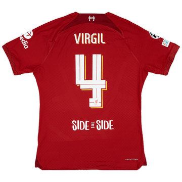 2022-23 Liverpool Match Issue Champions League Home Shirt Virgil #4