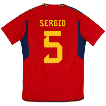2022-23 Spain Authentic Home Shirt Sergio #5 - 10/10 - (M)