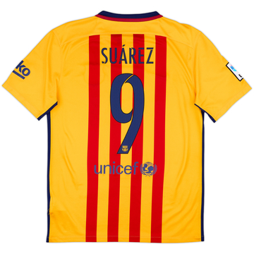 2015-16 Barcelona Away Shirt Suarez #9 - 9/10 - (L)