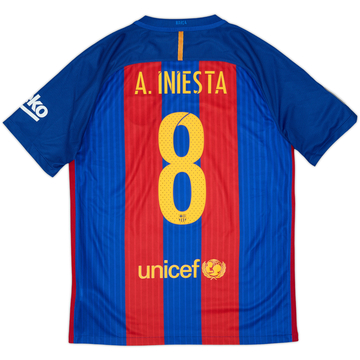 2016-17 Barcelona Home Shirt A.Iniesta #8 - 9/10 - (M)