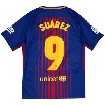2017-18 Barcelona Home Shirt Suarez #9 - 6/10 - (S)