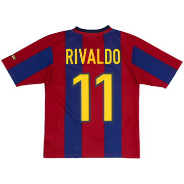 1998-00 Barcelona Basic Home Shirt Rivaldo #11 - 8/10 - (XL.Boys)