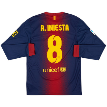 2012-13 Barcelona Home L/S Shirt A.Iniesta #8 - 8/10 - (S)