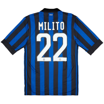 2011-12 Inter Milan Home Shirt Milito #22 - 10/10 - (S)