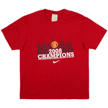 2008 Manchester United Nike 'Champions League Winners' Graphic Tee - 9/10 - (L)