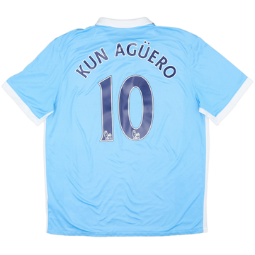 2015-16 Manchester City Home Shirt Kun Aguero #10 - 8/10 - (XL)
