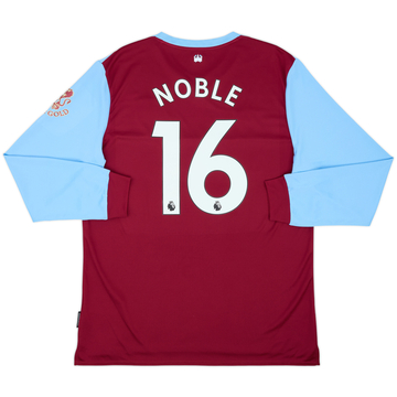 2019-20 West Ham Home L/S Shirt Noble #16 - 8/10 - (XL)