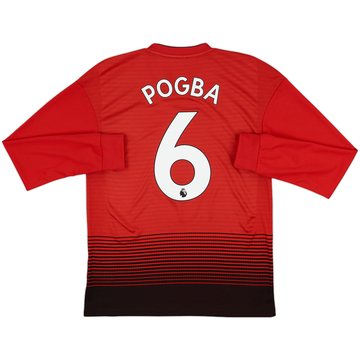 2018-19 Manchester United Home L/S Shirt Pogba #6 - 6/10 - (S)